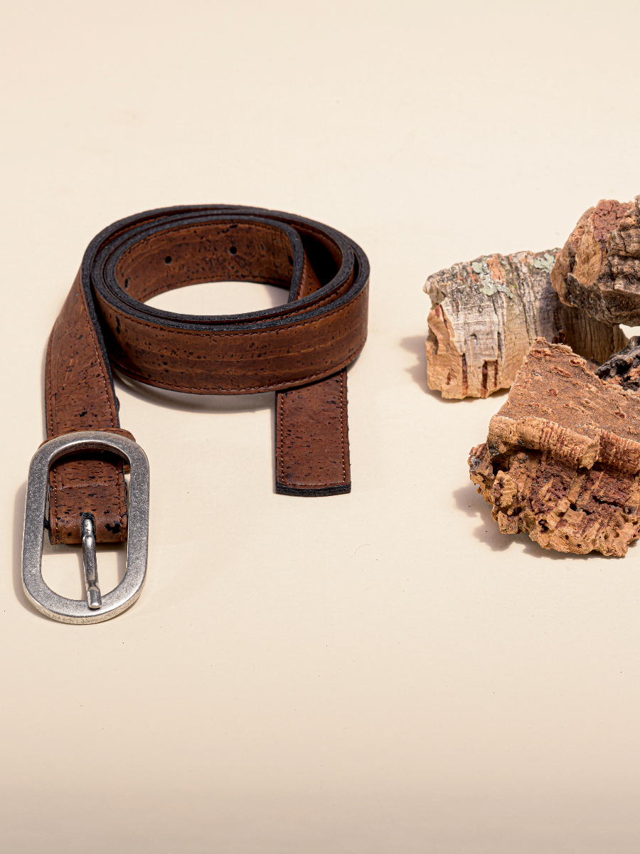 Vegan Cork Leather Women's Belt (Brown)