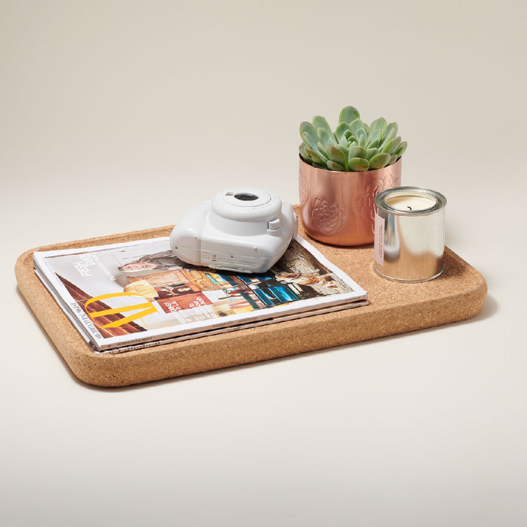 a table with a vase of flowers and a potted plant