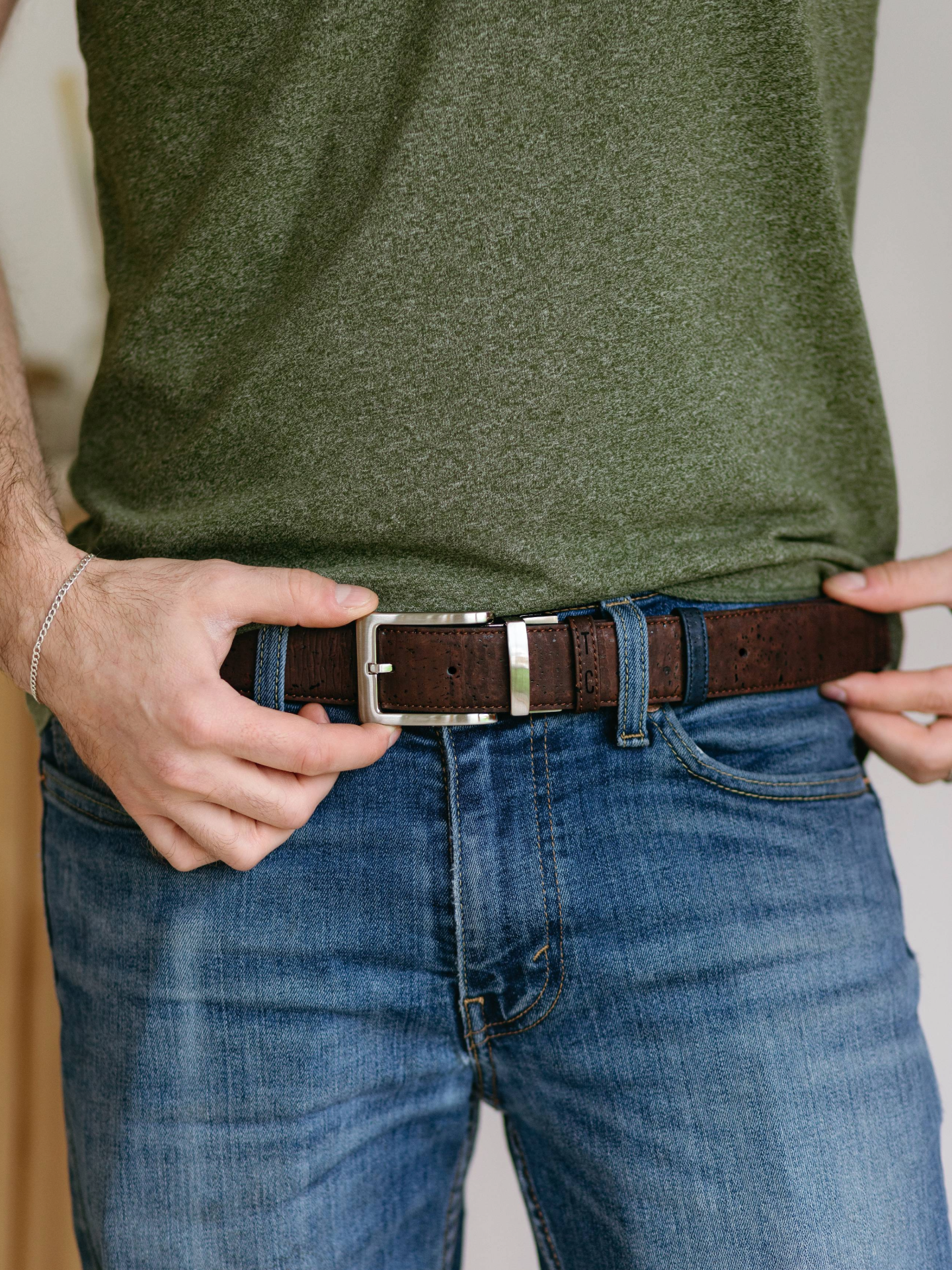 Cork Reversible Men's Belt (Brown/Navy)
