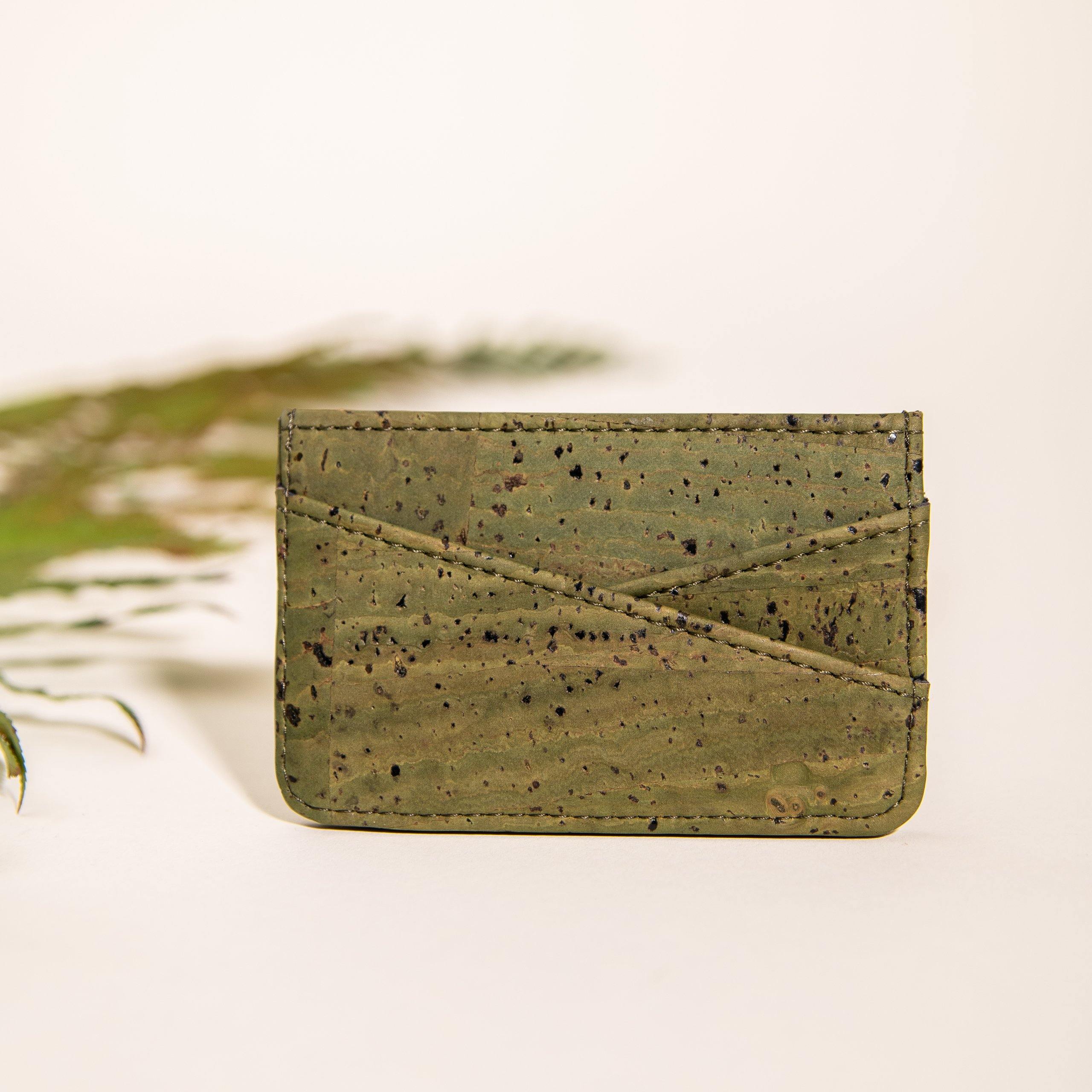 Green Ostrich Leather Cardholder Men Unisex Bifold Wallet 